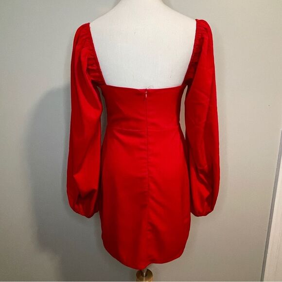 Princess Polly LILLIE Long Sleeve Mini Dress Red Size 8 - Picture 3 of 4